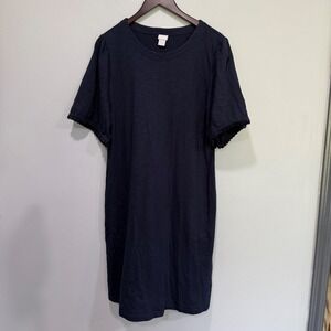 Chicos Navy Blue Cotton Modal Slub Knit Flutter Sleeve Shift‎ Dress Size 3 16/18